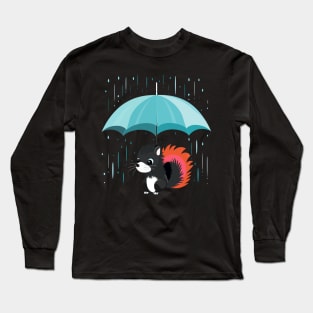 Skunk Rainy Day With Umbrella Long Sleeve T-Shirt